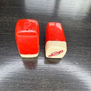 Vintage Chevrolet Red White Salt & Pepper Shakers Plastic Auto Advertising